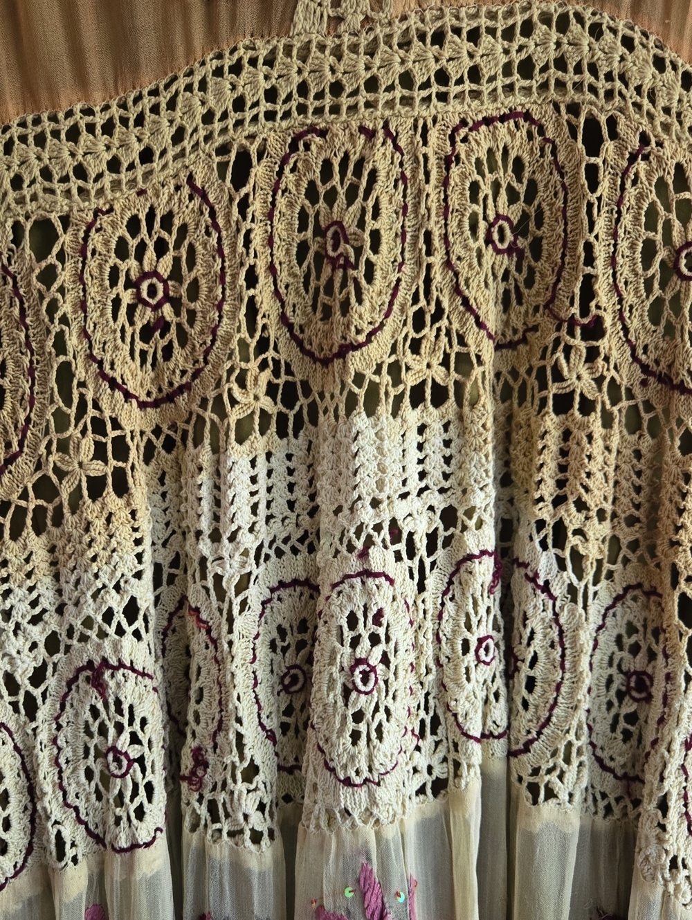 Boho Lace Embroidered Maxi Dress Vintage Inspired Crochet Boutique - Picture 6 of 14